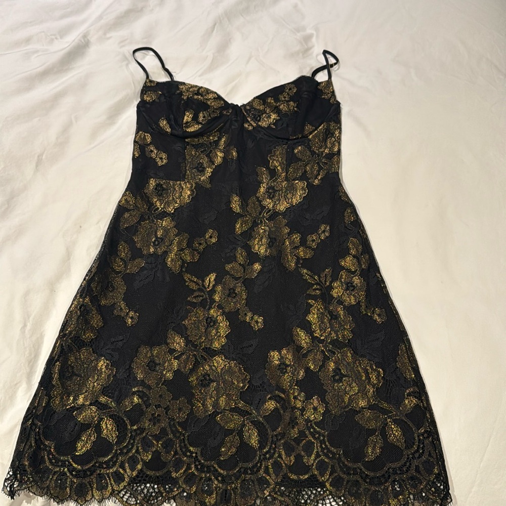 For love and lemons black and gold corset dress